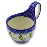 Polish Pottery Bowl with Loop-Handle 16 oz Happy Goldfinch