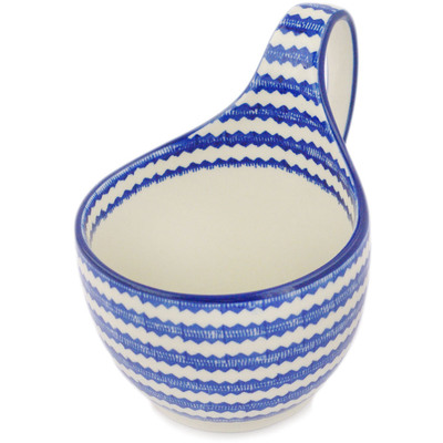 Polish Pottery Bowl with Loop-Handle 16 oz Hypnotic Rings