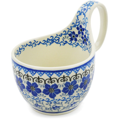 Polish Pottery Bowl with Loop Handle 16 oz Island Blue