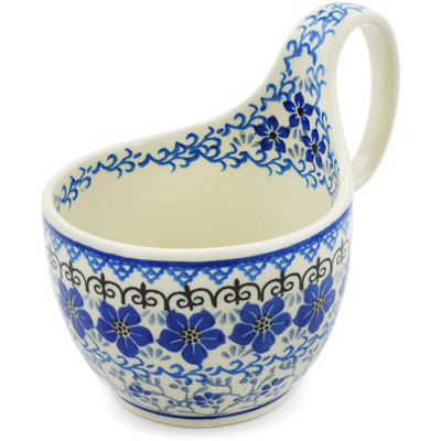 Polish Pottery Bowl with Loop-Handle 16 oz Island Blue