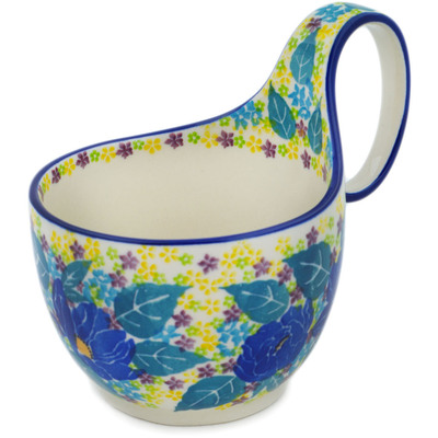 Polish Pottery Bowl with Loop-Handle 16 oz Jovial UNIKAT