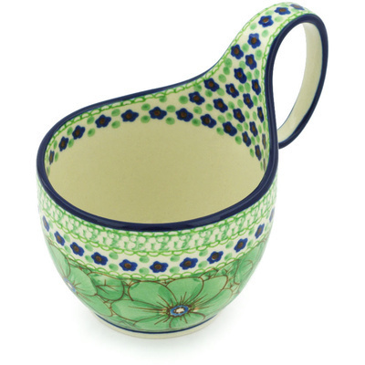 Polish Pottery Bowl with Loop-Handle 16 oz Key Lime Dreams UNIKAT