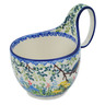 Polish Pottery Bowl with Loop-Handle 16 oz Kingfisher Bird UNIKAT