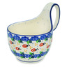 Polish Pottery Bowl with Loop-Handle 16 oz Lady Bug Pomenade