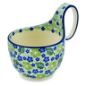 Polish Pottery Bowl with Loop Handle 16 oz Leaves Of Spring