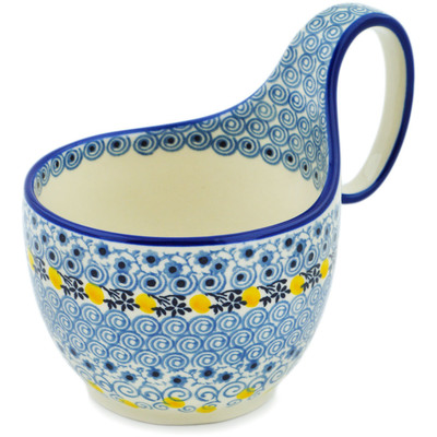 Polish Pottery Bowl with Loop Handle 16 oz Lemon Season