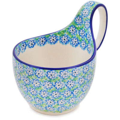 Polish Pottery Bowl with Loop-Handle 16 oz Lily Lovely