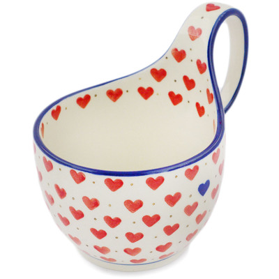 Polish Pottery Bowl with Loop-Handle 16 oz Looking For Love