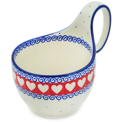 Polish Pottery Bowl with Loop Handle 16 oz Love Struck
