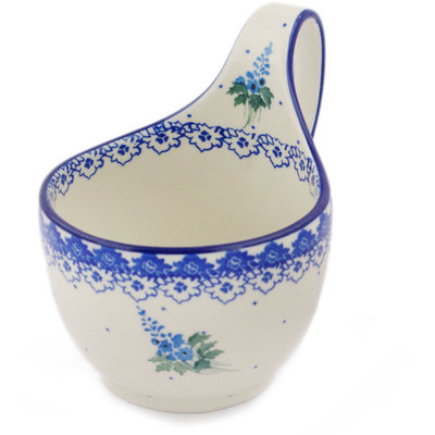 Polish Pottery Bowl with Loop-Handle 16 oz Lupine Elegance