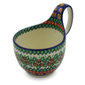 Polish Pottery Bowl with Loop-Handle 16 oz Maple Leaves UNIKAT