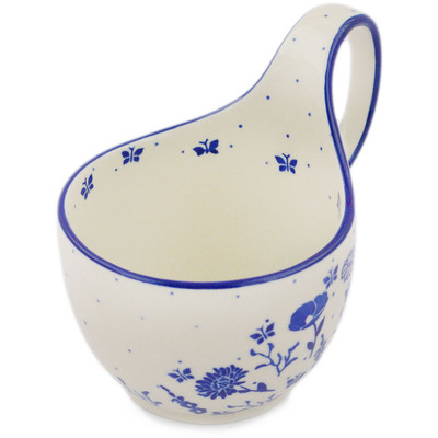 Polish Pottery Bowl with Loop-Handle 16 oz Meadow Scatter