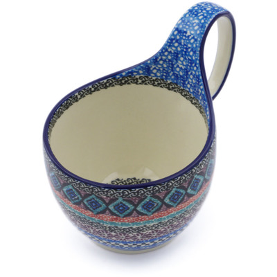 Polish Pottery Bowl with Loop-Handle 16 oz Mesa UNIKAT