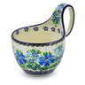Polish Pottery Bowl with Loop-Handle 16 oz Morning Glory UNIKAT