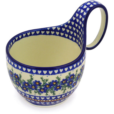 Polish Pottery Bowl with Loop-Handle 16 oz Mother&#039;s Love UNIKAT