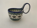 Polish Pottery Bowl with Loop-Handle 16 oz Mustang Forest