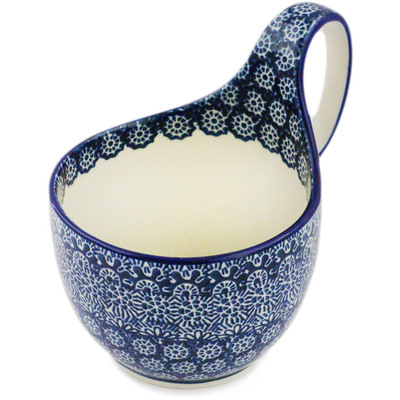 Polish Pottery Bowl with Loop-Handle 16 oz Night At Sea