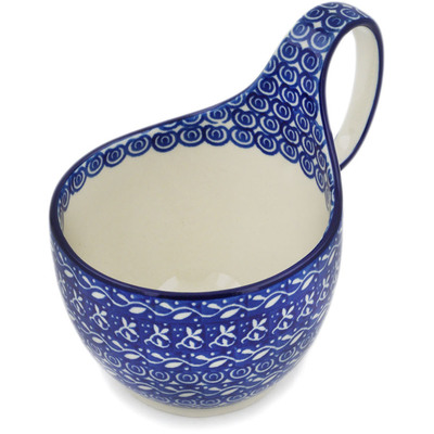 Polish Pottery Bowl with Loop Handle 16 oz Ocean Waves