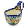 Polish Pottery Bowl with Loop-Handle 16 oz Ocean Whisper UNIKAT