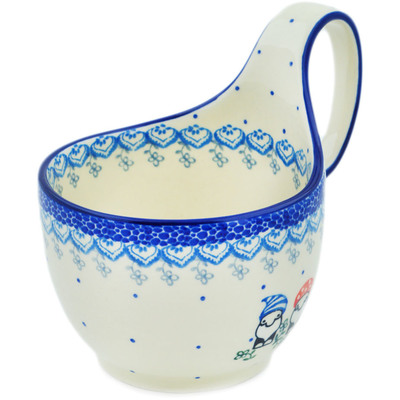 Polish Pottery Bowl with Loop Handle 16 oz Papa Gnome