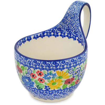 Polish Pottery Bowl with Loop-Handle 16 oz Patio Views UNIKAT