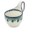 Polish Pottery Bowl with Loop-Handle 16 oz Peacock Feather