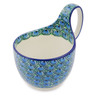 Polish Pottery Bowl with Loop-Handle 16 oz Peacock Show UNIKAT