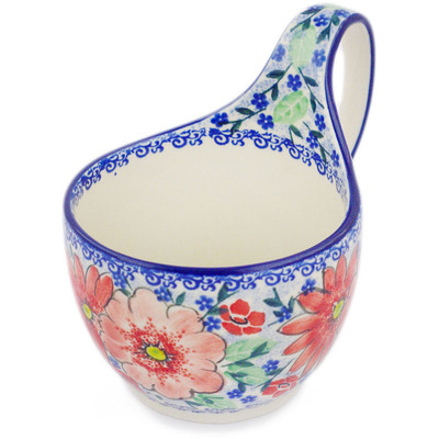 Polish Pottery Bowl with Loop-Handle 16 oz Peak Of Perfection UNIKAT