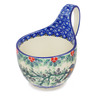 Polish Pottery Bowl with Loop-Handle 16 oz Perched UNIKAT