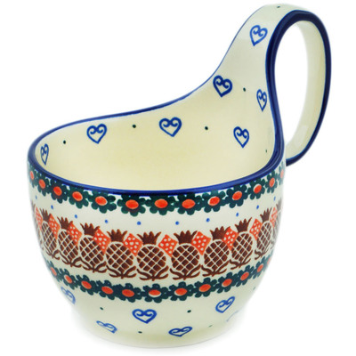 Polish Pottery Bowl with Loop Handle 16 oz Pineapple Paradise