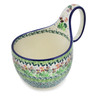 Polish Pottery Bowl with Loop-Handle 16 oz Plum Garden UNIKAT