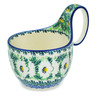 Polish Pottery Bowl with Loop Handle 16 oz Polish Daisies UNIKAT