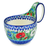 Polish Pottery Bowl with Loop-Handle 16 oz Polish Fields UNIKAT