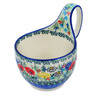 Polish Pottery Bowl with Loop-Handle 16 oz Polish Garden UNIKAT