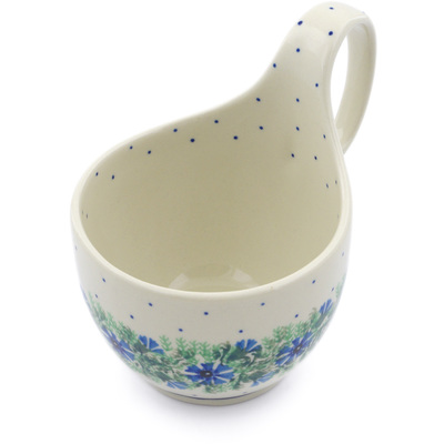 Polish Pottery Bowl with Loop-Handle 16 oz Polish Wreath