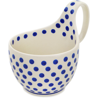 Polish Pottery Bowl with Loop-Handle 16 oz Polka Dot Delight