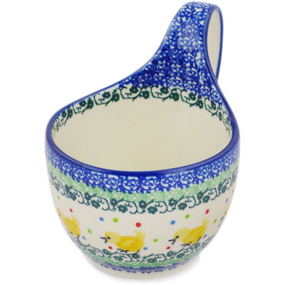 Polish Pottery Bowl with Loop-Handle 16 oz Pretty Pullet