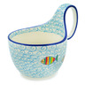 Polish Pottery Bowl with Loop-Handle 16 oz Rainbow Fish