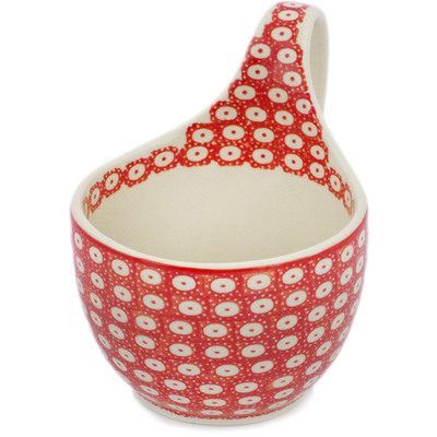 Polish Pottery Bowl with Loop-Handle 16 oz Red Eye