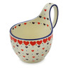 Polish Pottery Bowl with Loop-Handle 16 oz Red Hearts Delight