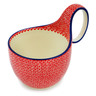 Polish Pottery Bowl with Loop-Handle 16 oz Red Squares UNIKAT