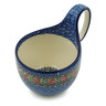 Polish Pottery Bowl with Loop-Handle 16 oz Red Zinnia