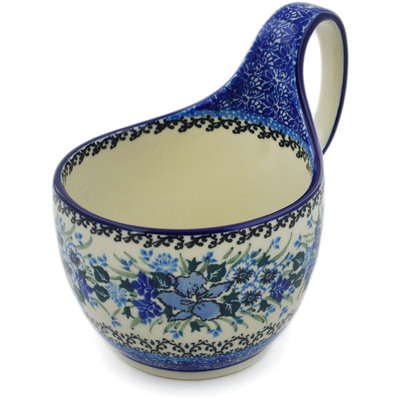 Polish Pottery Bowl with Loop Handle 16 oz Rhapsody In Blue UNIKAT