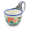 Polish Pottery Bowl with Loop-Handle 16 oz Robbin&#039;s Meadow UNIKAT
