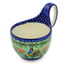 Polish Pottery Bowl with Loop-Handle 16 oz Rooster Dance UNIKAT