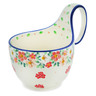 Polish Pottery Bowl with Loop-Handle 16 oz Rosey Starburst Poppy UNIKAT