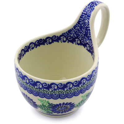 Polish Pottery Bowl with Loop-Handle 16 oz Royal Ferns
