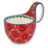 Polish Pottery Bowl with Loop Handle 16 oz Savvy Scarlet UNIKAT