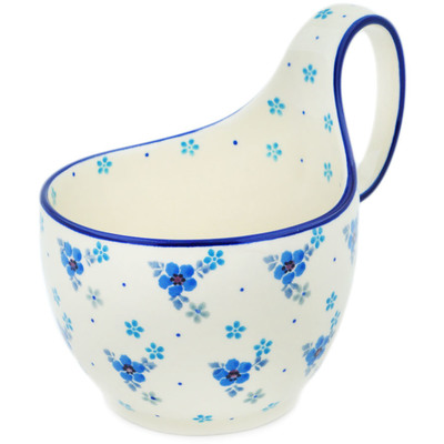 Polish Pottery Bowl with Loop Handle 16 oz Something Blue
