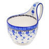 Polish Pottery Bowl with Loop-Handle 16 oz Spring Dragonfly